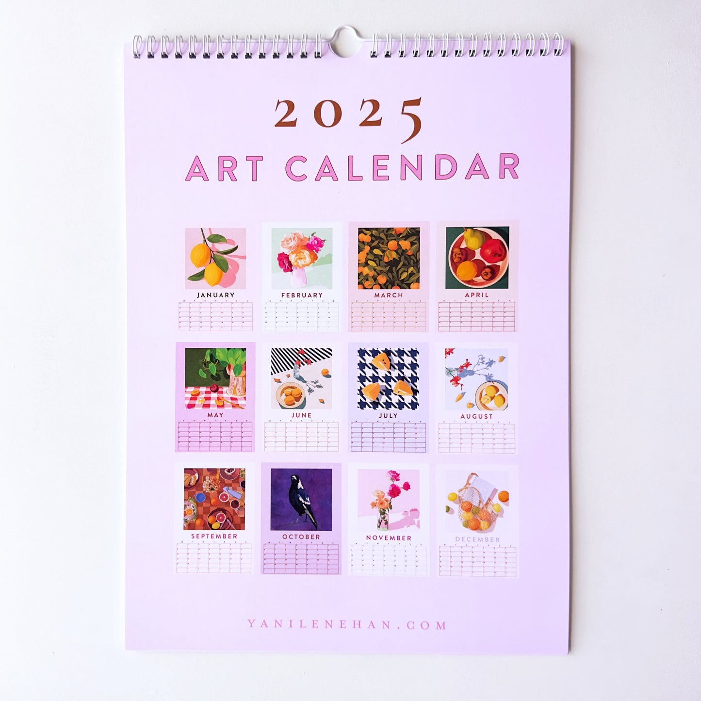 colorful stationery art calendar for your walls based on original still life vibrant, bright and fresh oil paintings by australian emerging artist yani lenehan