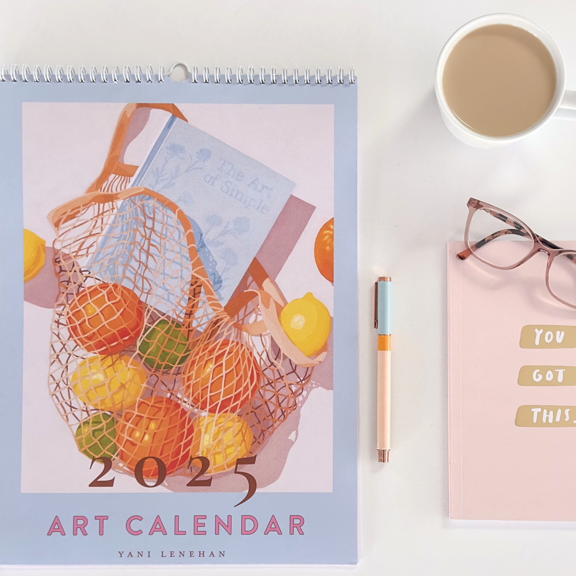 colorful stationery art calendar for your walls based on original still life vibrant, bright and fresh oil paintings by australian emerging artist yani lenehan