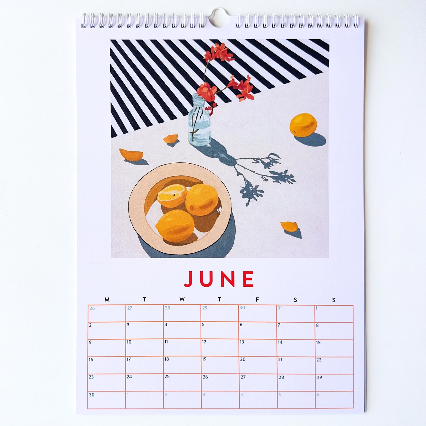 colorful stationery art calendar for your walls based on original still life vibrant, bright and fresh oil paintings by australian emerging artist yani lenehan