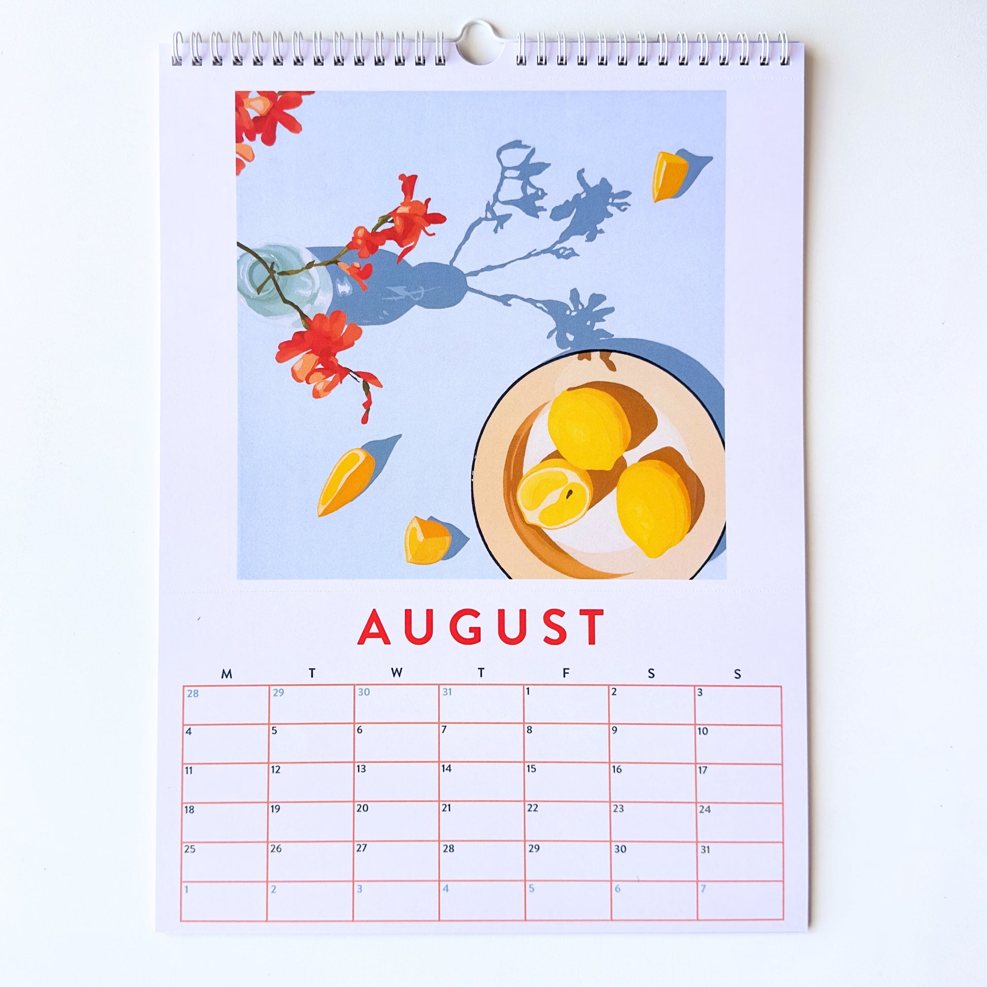 colorful stationery art calendar for your walls based on original still life vibrant, bright and fresh oil paintings by australian emerging artist yani lenehan