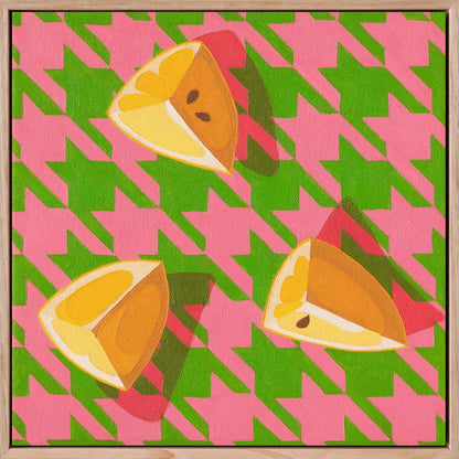 Houndstooth Citrus Candy Green Canvas Print