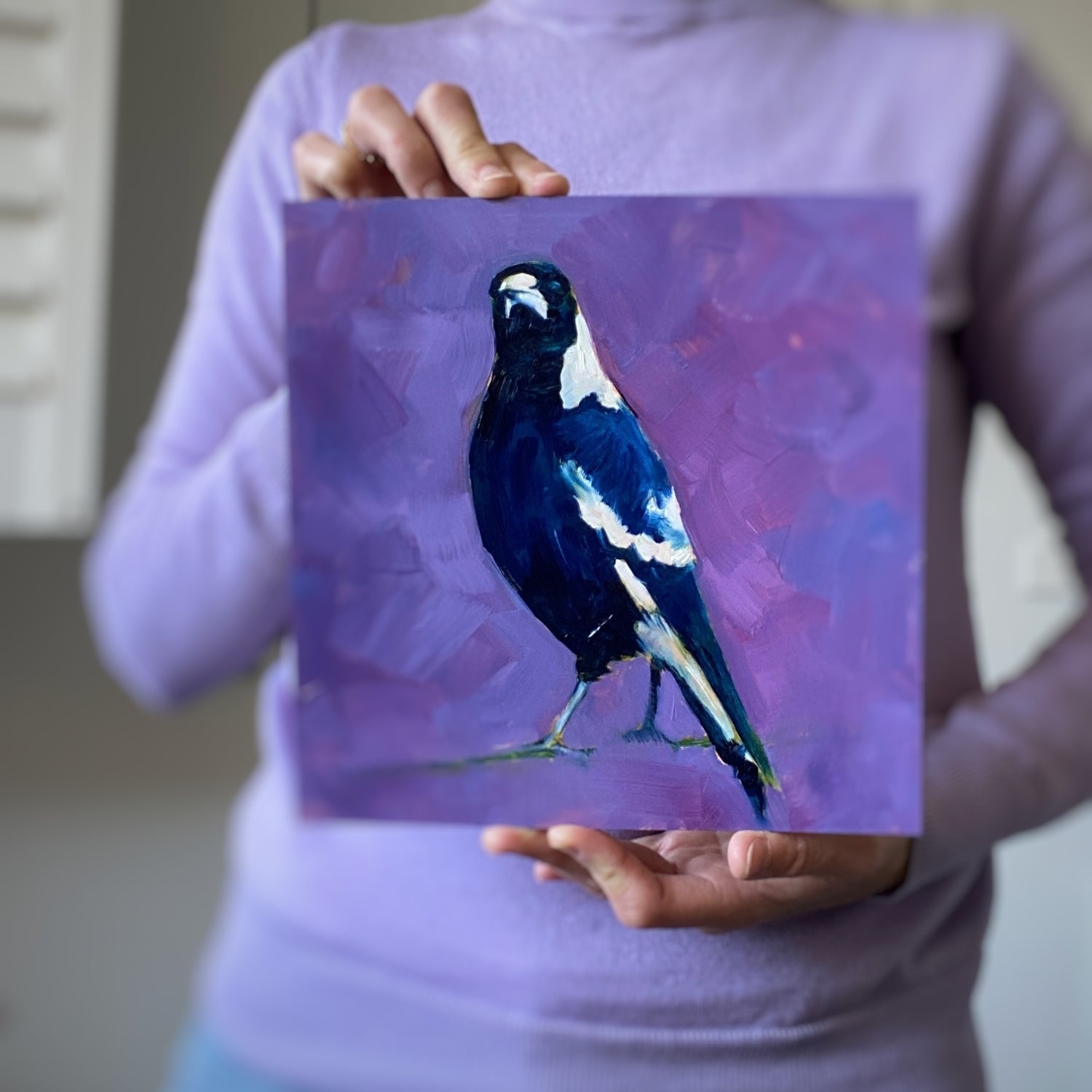 Original Art Magpie on Purple Yani Lenehan