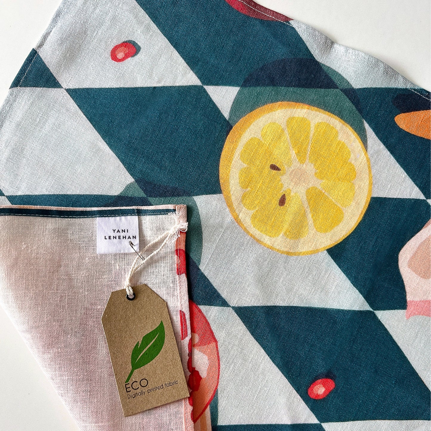 Art Tea Towel Pomegranate, Citrus and Stone Fruit + Magnetic Wooden Hanger Bundle